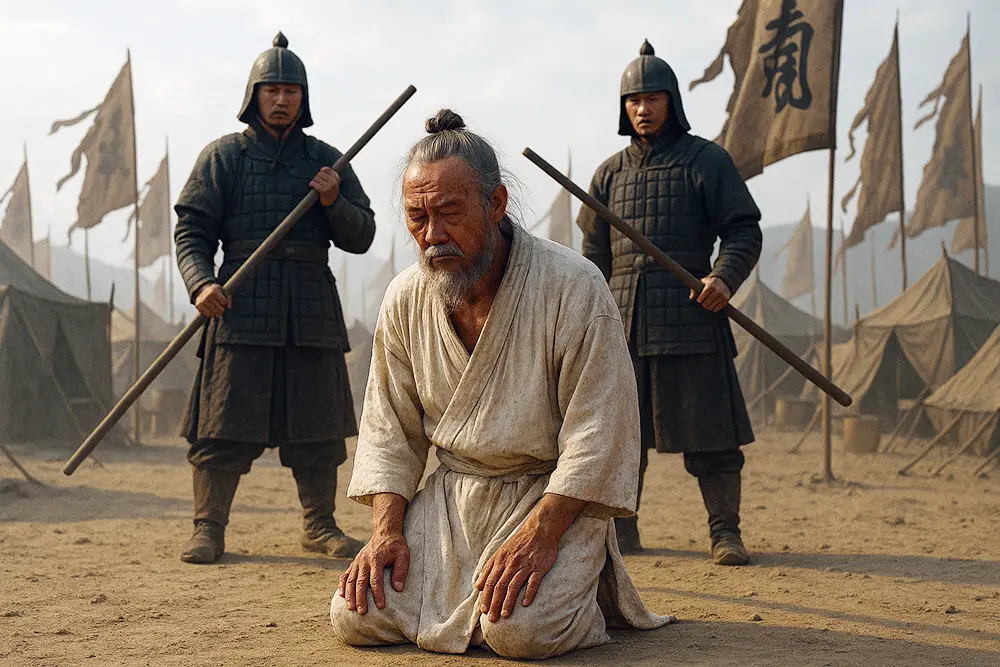 Huang Gai’s feigned punishment: a masterstroke of deception that convinced Cao Cao of his defection, paving the way for the fire attack at Chibi