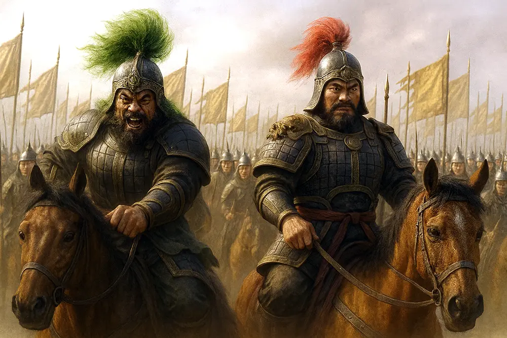 Yan Liang and Wen Chou, renowned for their valor, spearhead Yuan Shao’s might at the decisive Battle of Guandu