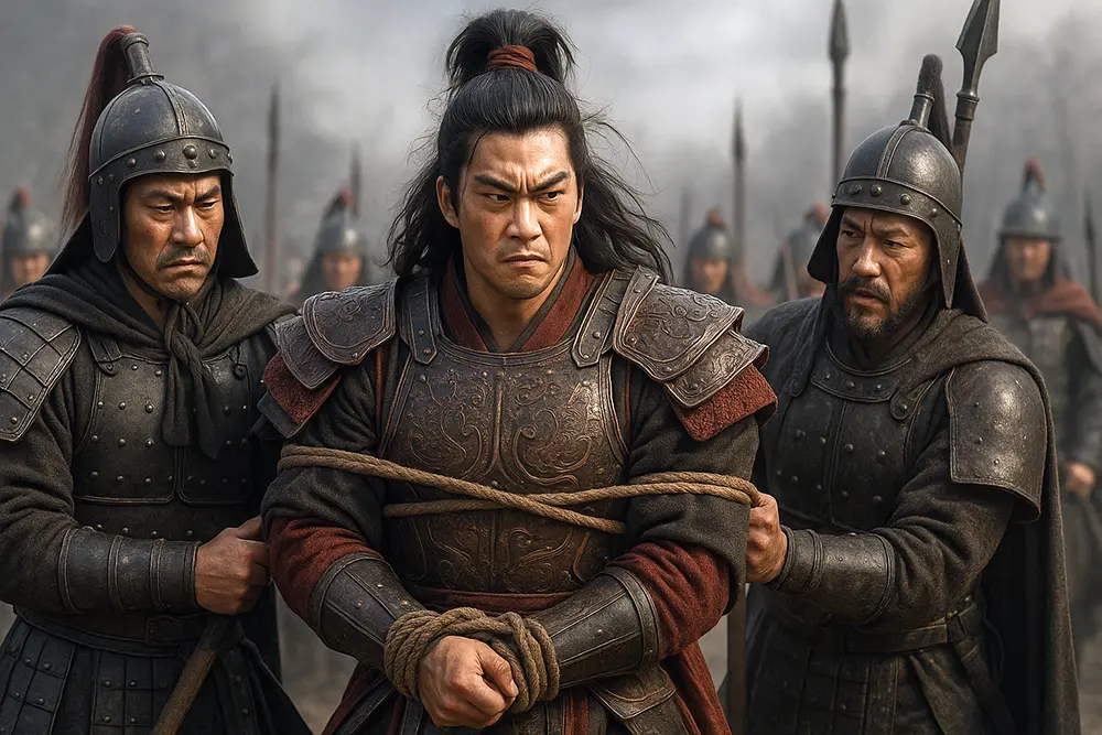 Lü Bu is captured at Xiapi, the peerless warrior brought low by betrayal and his own pride