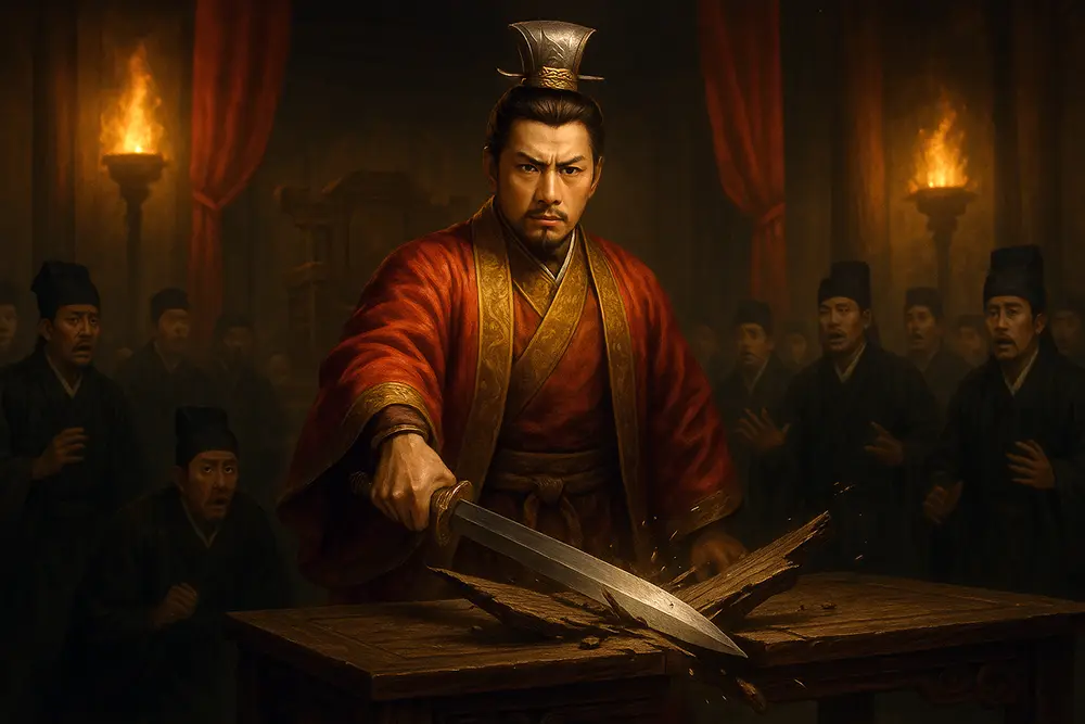 With one stroke, Sun Quan broke the table and declared Wu’s refusal to bow to Cao Cao